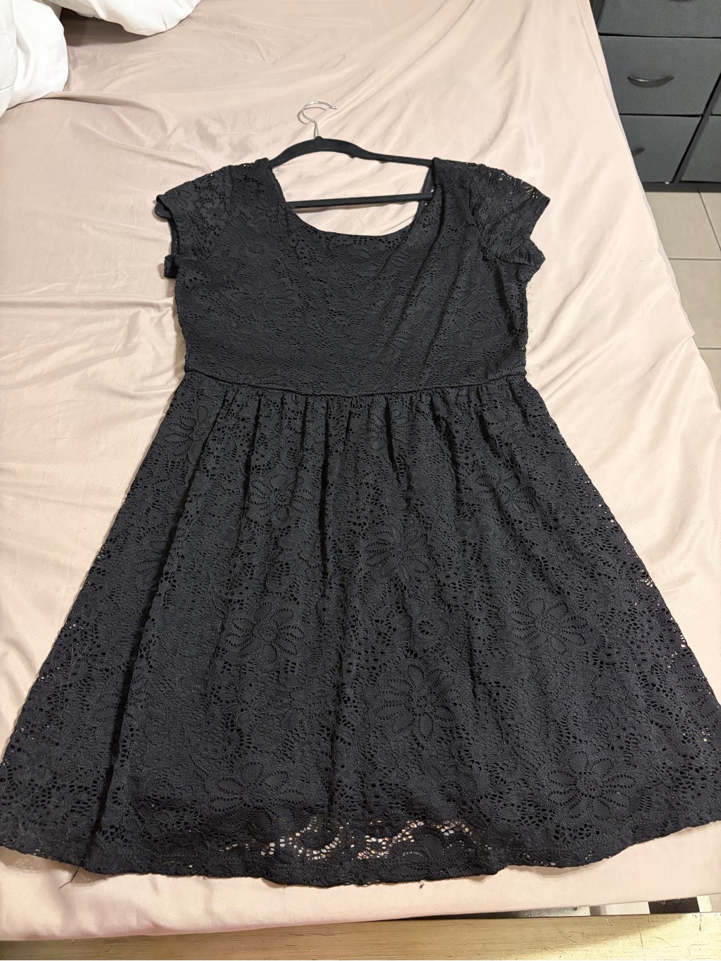 Papaya Black Floral Lace Dress